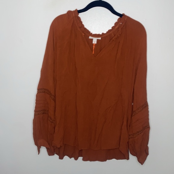 🪸NWT Women's Long Sleeve Lace Blouse - Knox Rose Honey Brown! - Picture 2 of 9